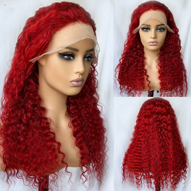 Red Deep Wave Human Hair Wig Real Headgear Red Deep Wave Human Hair Wig Real Headgear